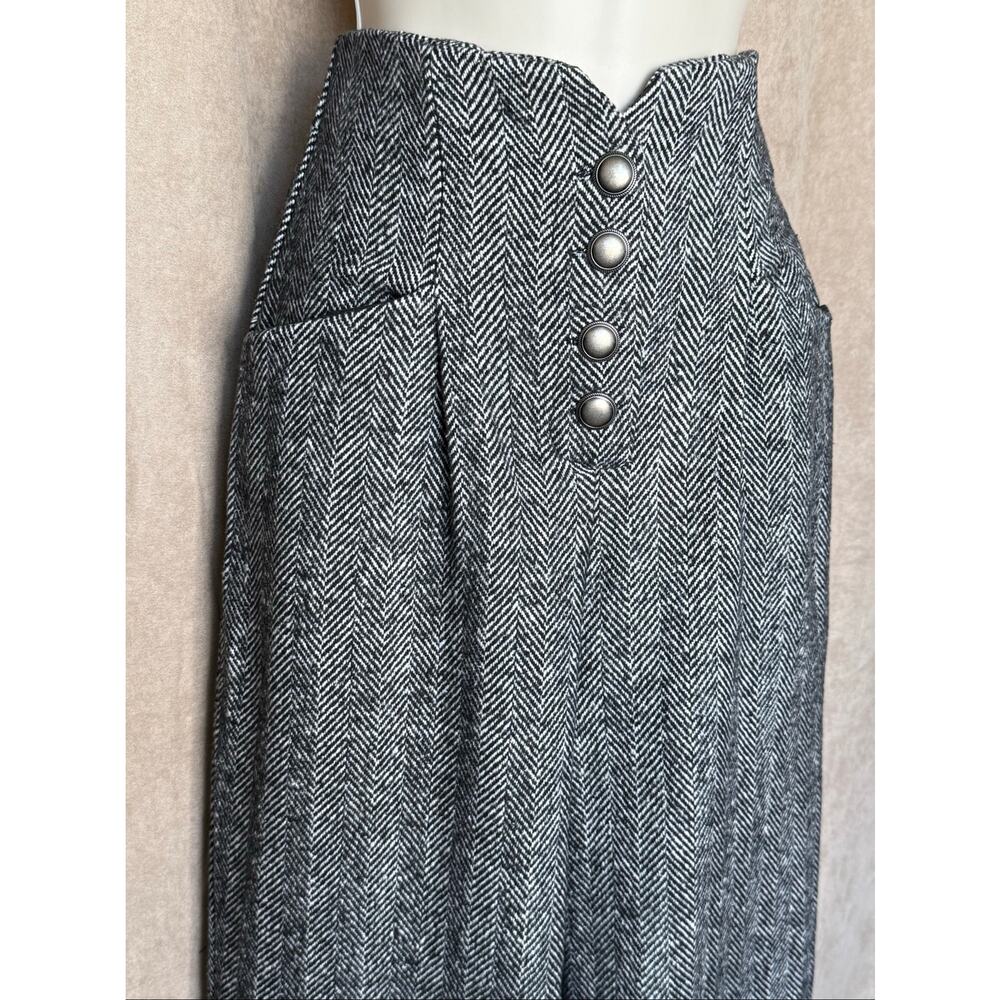 Unique Vintage 1940s Black White Woven Wide Leg  Pants with Cuffs M NWT - Picture 7 of 13